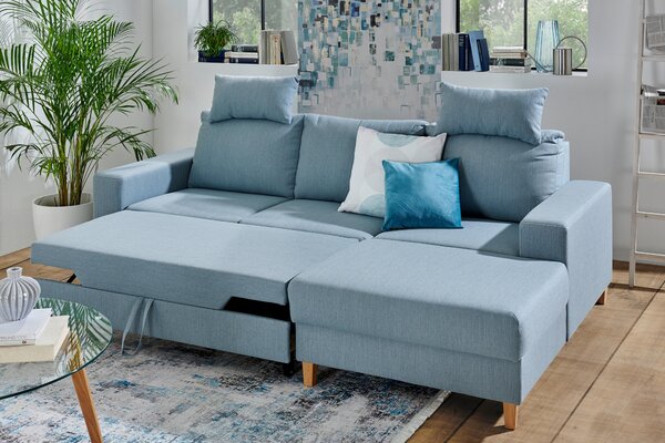 ROHOVÁ SEDAČKA, textil, světle modrá Ti'me - Sedací soupravy