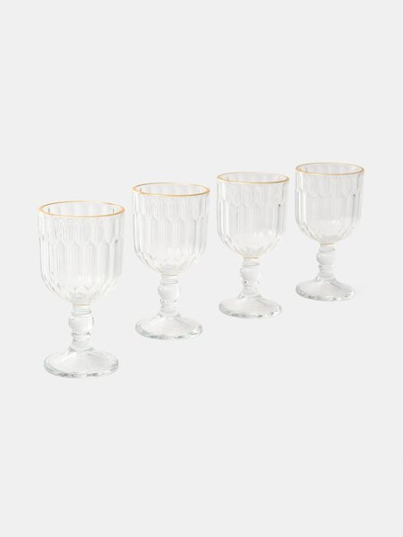 Sinsay - Sada sklenic s reliéfem a zlatým okrajem 4 pack - clear
