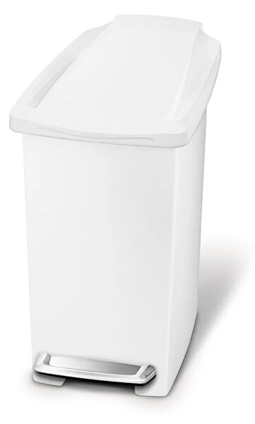 Pedálový odpadkový koš Simplehuman – 10 l, úzký, bílý plast