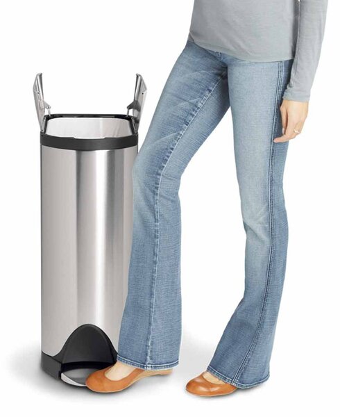 Pedálový odpadkový koš Simplehuman – 45 l, butterfly víko, kartáčovaná nerez ocel, FPP