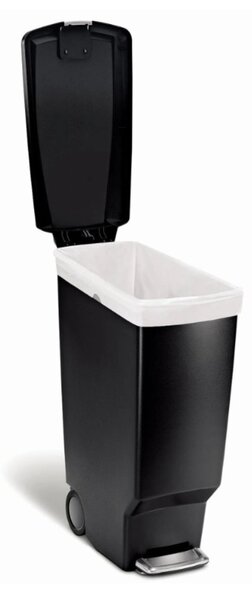 Pedálový odpadkový koš Simplehuman – 40 l, úzký, černý plast