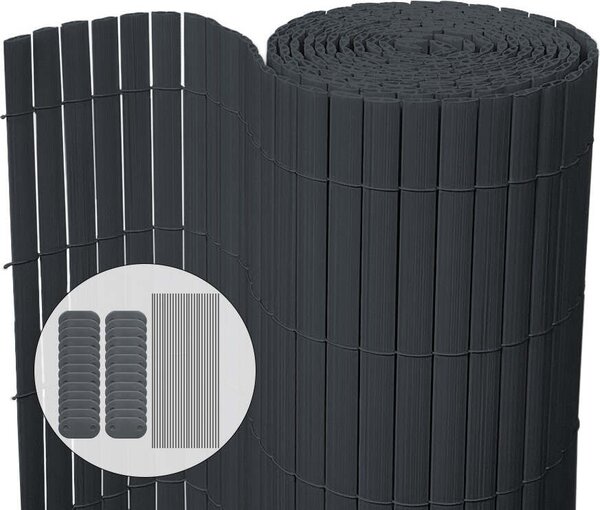 VOUNOT® PVC rohož na ochranu soukromí 80 x 300 cm, ochrana soukromí na balkon a terasu, šedá