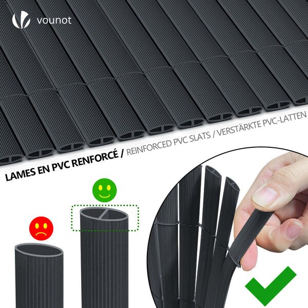 VOUNOT® PVC rohož na ochranu soukromí 80 x 300 cm, ochrana soukromí na balkon a terasu, šedá