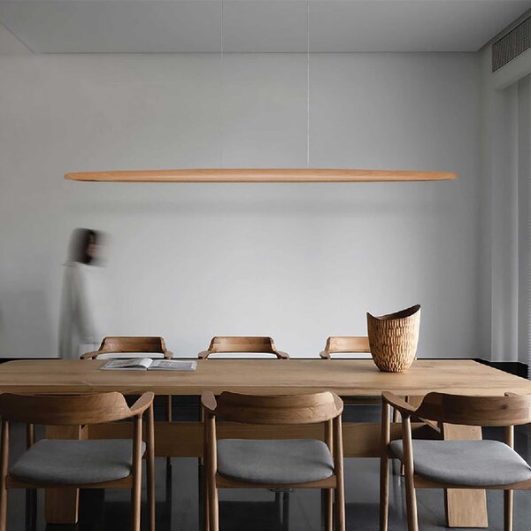 VK Light Woody LED závěsné liniové dřevěné svítidlo zaoblené 1300 mm
