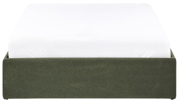 Postel s úložným prostorem bez čela DINAN Buklé Tmavě zelená 120 x 200 cm