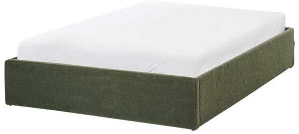 Postel s úložným prostorem bez čela DINAN Buklé Tmavě zelená 120 x 200 cm
