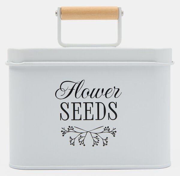 Sinsay - Kovová dóza s uchem a nápisem Flower Seeds - bílá