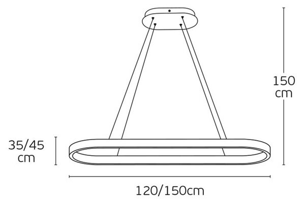 VK Light Orra LED závěsné elipsovité svítidlo Černá1200 mm