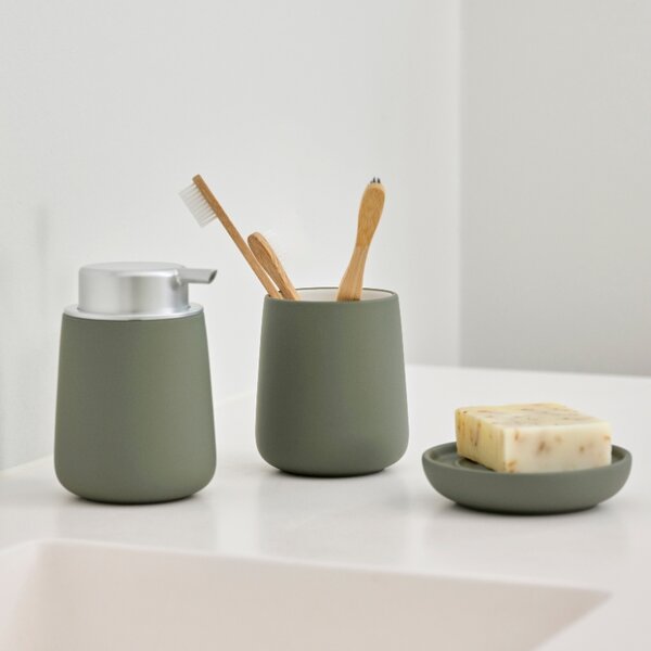Zone Denmark Olivově zelená porcelánová miska na mýdlo Nova