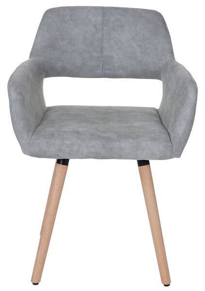 Jídelní židle HWC-A50 II, židle kuchyňská židle, retro design 50. let textil, vintage betonově šedá, světlé nohy