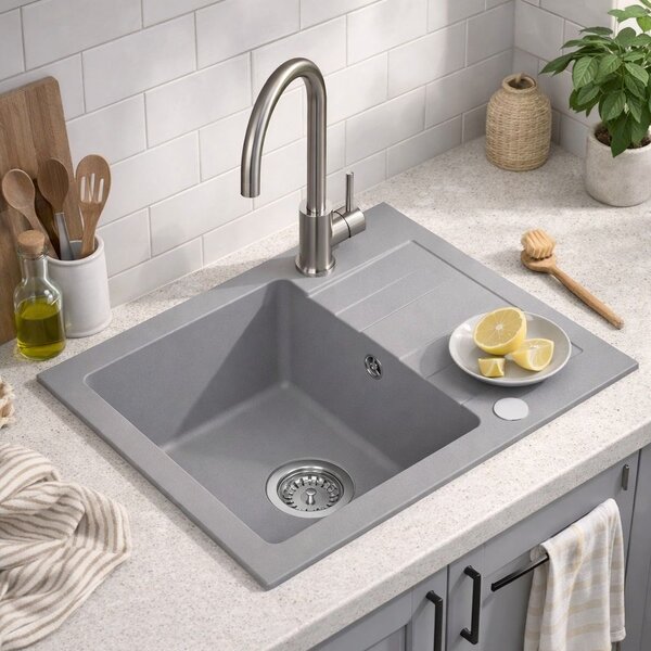 Ruvetti Minimini+ dřezy s baterií šedá/ocel LP_3200-MM58440GR_W