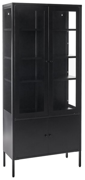 Skleněná vitrína OXTED 80 cm Kov Černá