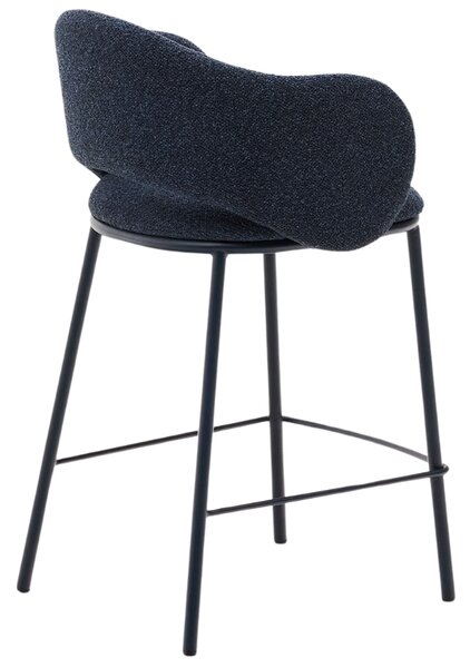 Modrá čalouněná barová židle Kave Home Maina 65 cm