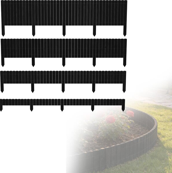 LZQ Dřevěné ohraničení záhonů, flexibilní, 20 × 200 cm, antracitová barva Rollborder Ohraničení trávníku, dekorativní zahradní plot