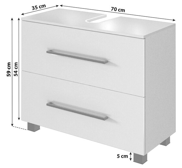 SKŘÍŇKA POD UMYVADLO, bílá, bílá, 70/54/35 cm Held - Koupelnové série, Online Only