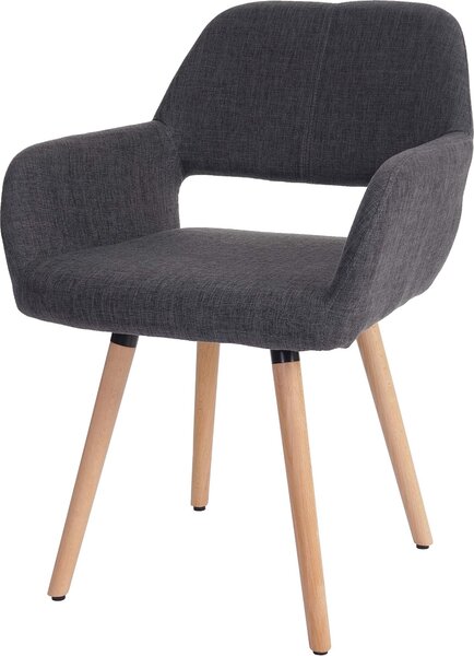Sada 6 jídelních židlí HWC-A50 II, židle kuchyňská židle, retro design 50. let textil, šedá, světlé nohy