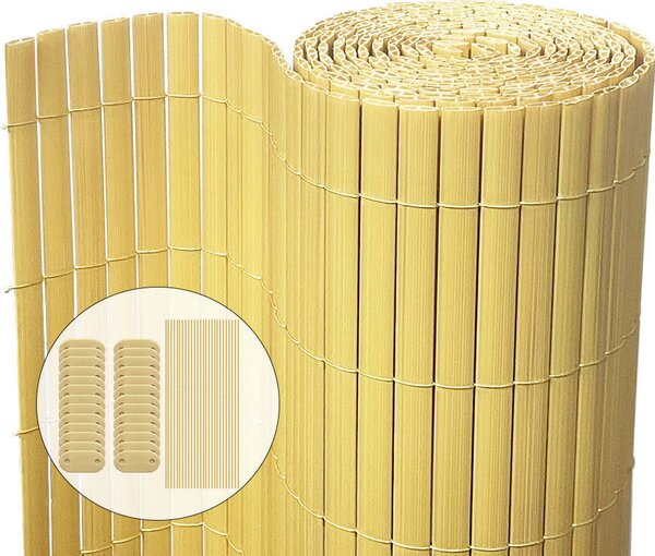 VOUNOT® PVC rohož na ochranu před zvědavými pohledy 90 x 300 cm, ochrana před zvědavými pohledy na balkon a terasu, bambus