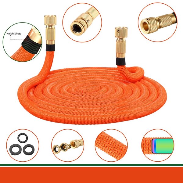 Flexibilní zahradní hadice vč. postřikovací sprchy oranžová 30 m 109325