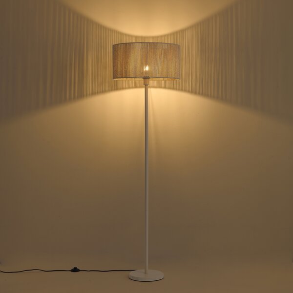 Stojací lampa béžová s papírovým lanovým stínidlem 50/50/25 - Simplo