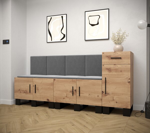 Předsíňová sestava Amanda 17 (dub artisan + tmavě šedá)