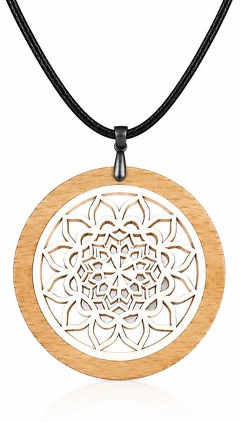 AMADEA Dřevěný přívěsek z masivního dřeva kulatý s vkladem - mandala, 6,5 cm