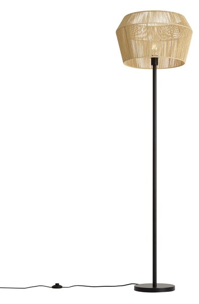 Stojací lampa černá s béžovým stínidlem z papírového provazu 50/50/30 - Simplo