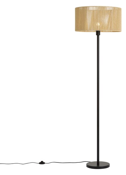 Simplo Floor Lamp: Black Frame with Beige Paper Rope Shade (50/50/25)
