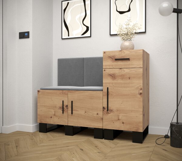 Předsíňová sestava Amanda 18 (dub artisan + tmavě šedá)