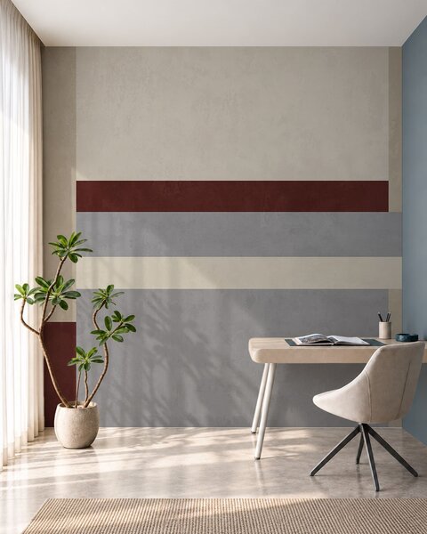 Fototapety Abstraktní geometrie s bloky v barvách vínové, šedé a béžové, 3D fototapety, Fototapety 3d geometrické tvary, w05890v2 : uwalls.cz