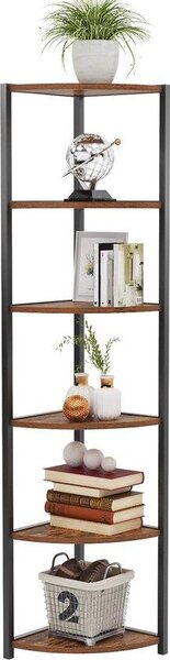 Ibenzoa® Regál – úsporný design, 6 polic, průmyslový vzhled | 34 x 34 x 165 cm, robustní konstrukce z dřevotřísky a kovového rámu, nosnost 15 kg na polici