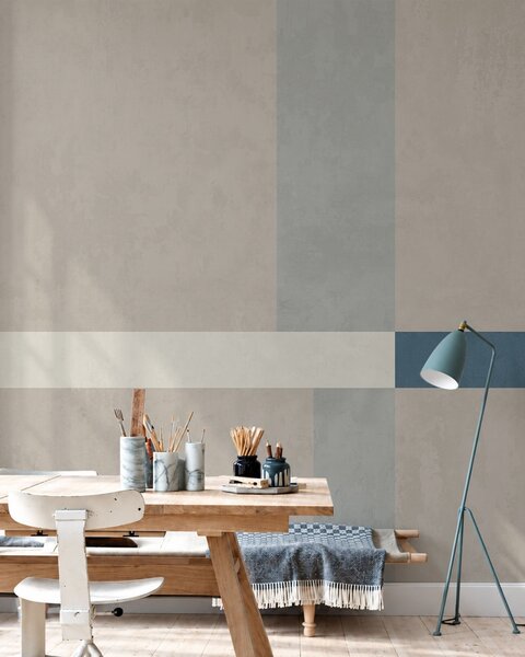 Fototapety Abstraktní béžové a šedé obdélníky s modrým akcentem, Fototapety geometrie, w05891v2 : uwalls.cz