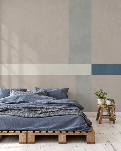 Fototapety Abstraktní béžové a šedé obdélníky s modrým akcentem, Fototapety geometrie, w05891v2 : uwalls.cz