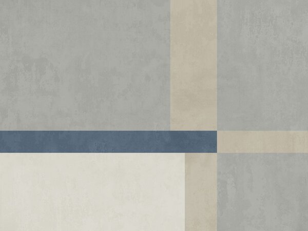 Fototapety Geometrické bloky v šedých a béžových odstínech s modrým pruhem, Fototapety geometrie, w05891v1 : uwalls.cz
