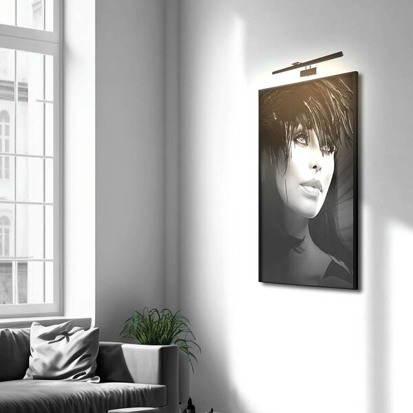 Steinhauer LED nástěnné světlo Litho, černé, kovové, šířka 60 cm, stmívatelný, Černá, Obývací pokoj / jídelna, kov, Nástěnné svítidlo