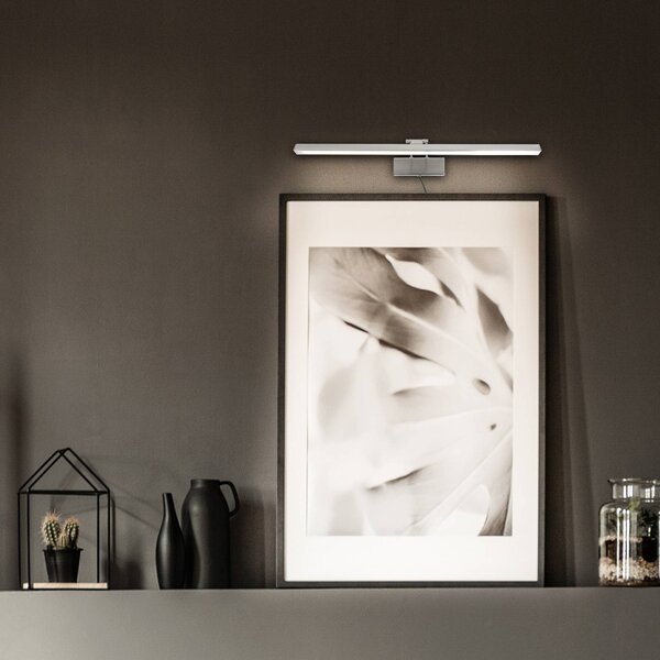 Steinhauer LED nástěnné světlo Litho, ocel, kov, šířka 60 cm, stmívatelný, Hliník / šedá / zinek, Obývací pokoj / jídelna, kov, Nástěnné svítidlo