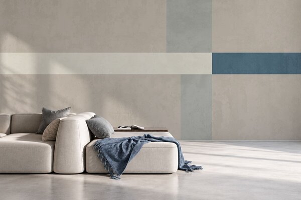 Fototapety Abstraktní béžové a šedé obdélníky s modrým akcentem, Fototapety geometrie, w05891v2 : uwalls.cz