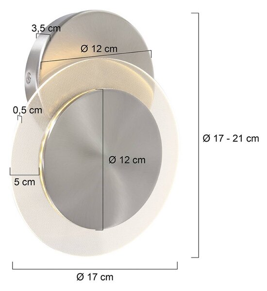 Steinhauer LED nástěnné světlo Lido, ocelově šedé, kov, 2 700 K, stmívatelný, Hliník / šedá / zinek, Obývací pokoj / jídelna, kov