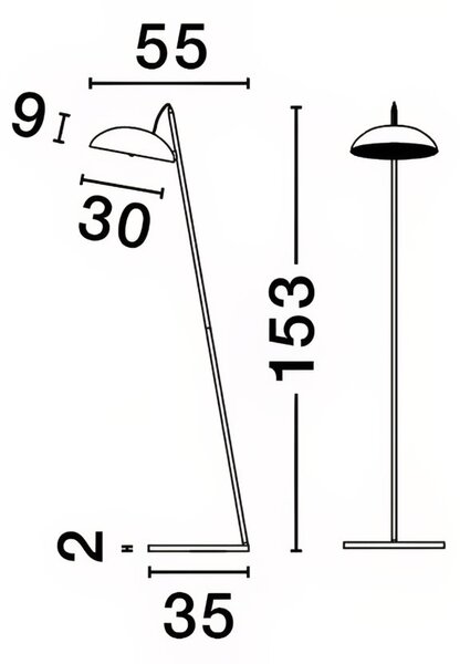 Černá kovová stojací LED lampa Nova Luce Flute 153 cm