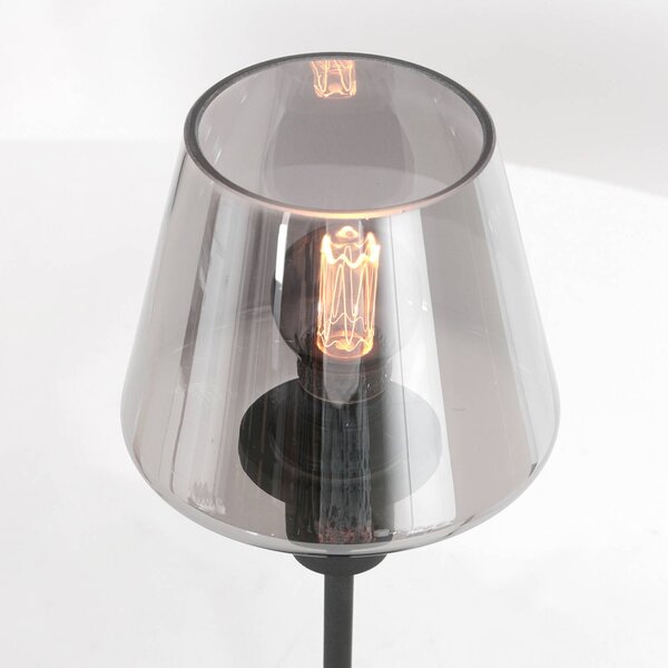 Steinhauer Stolní lampa Ancilla, černá/kouřová, 33 cm, kov, sklo, E14, Černá, Obývací pokoj / jídelna, kov