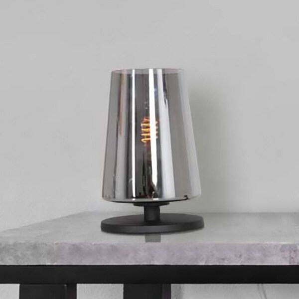 Steinhauer Stolní lampa Ancilla, černá/kouřová, 26 cm, kov, sklo, E27, Černá, Obývací pokoj / jídelna, kov