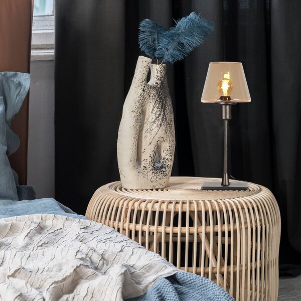 Steinhauer Stolní lampa Ancilla hnědá/jantarová, 33 cm, kov, sklo, E14, Hnědá / rez, Obývací pokoj / jídelna, kov