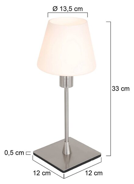 Steinhauer Stolní lampa Ancilla, ocel, výška 33 cm, kov, sklo, E14, Hliník / šedá / zinek, Obývací pokoj / jídelna, kov