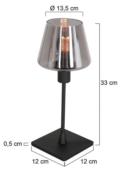 Steinhauer Stolní lampa Ancilla, černá/kouřová, 33 cm, kov, sklo, E14, Černá, Obývací pokoj / jídelna, kov