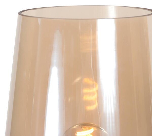 Steinhauer Stolní lampa Ancilla hnědá/jantarová, 26 cm, kov, sklo, E27, Hnědá / rez, Obývací pokoj / jídelna, kov