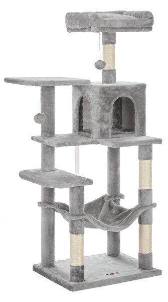 Kočičí strom DÁRIUS, 55x45x143cm, bledá šedá SongmicsHome