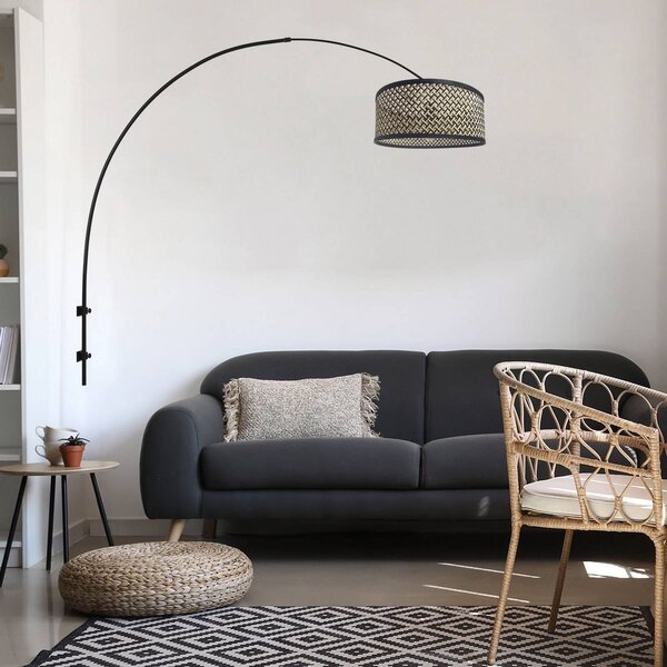 Steinhauer Nástěnné světlo Sparkled Light, černé/pletenina černá a dřevo, Černá, Obývací pokoj / jídelna, kov