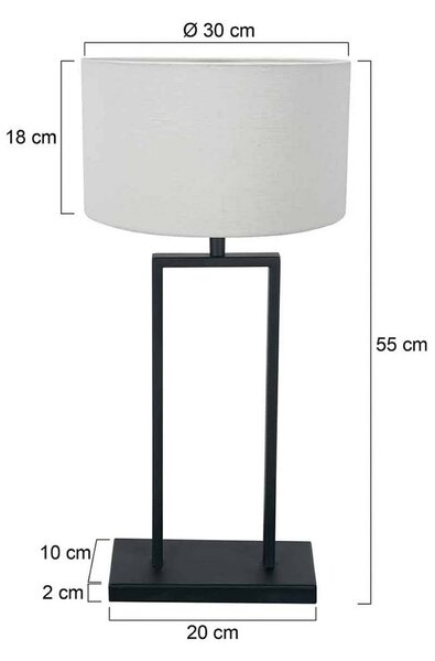 Steinhauer Stolní lampa Stang 3860ZW, černá/bílý plátno, výška 55 cm, Černá, Obývací pokoj / jídelna, kov