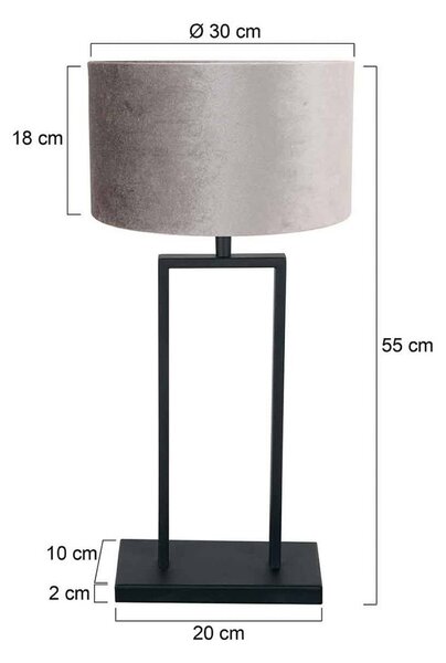 Steinhauer Stolní lampa Stang 3858ZW, černá/stříbrný velur, výška 55 cm, Černá, Obývací pokoj / jídelna, kov