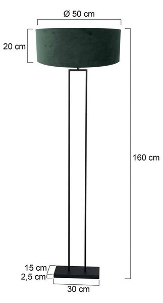 Steinhauer Stojací lampa Stang, černá/zelený velur, výška 160 cm, E27, Černá, Obývací pokoj / jídelna, kov, Moderní