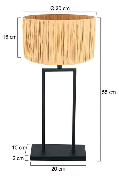 Steinhauer Stolní lampa Stang 3857ZW, mořská tráva, černá/přírodní, výška 55 cm, Černá, Obývací pokoj / jídelna, kov